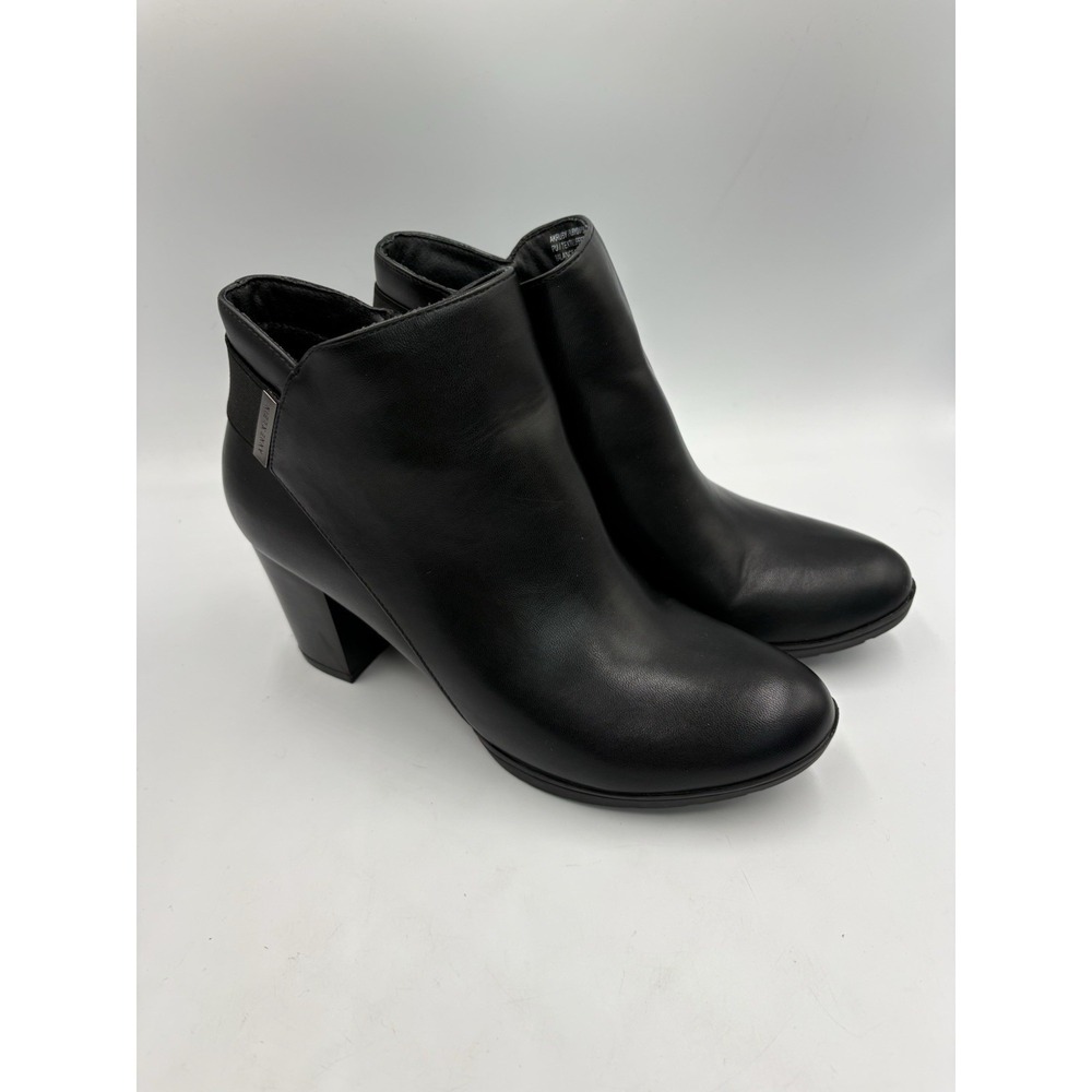 Anne Klein Ruby Boots Womens 8.5M Ankle Bootie Side Zip Casual Block Heels Black